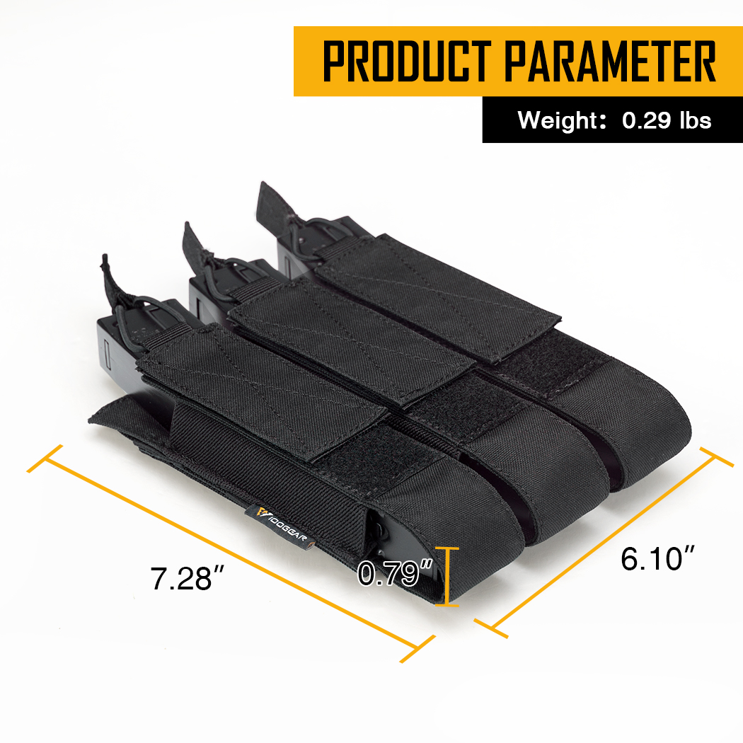 IDOGEAR Triple Mag Pouches Tactical Magazine Pouch Molle Open Top Kriss Mag Pouch for MP5 Magazines 3576