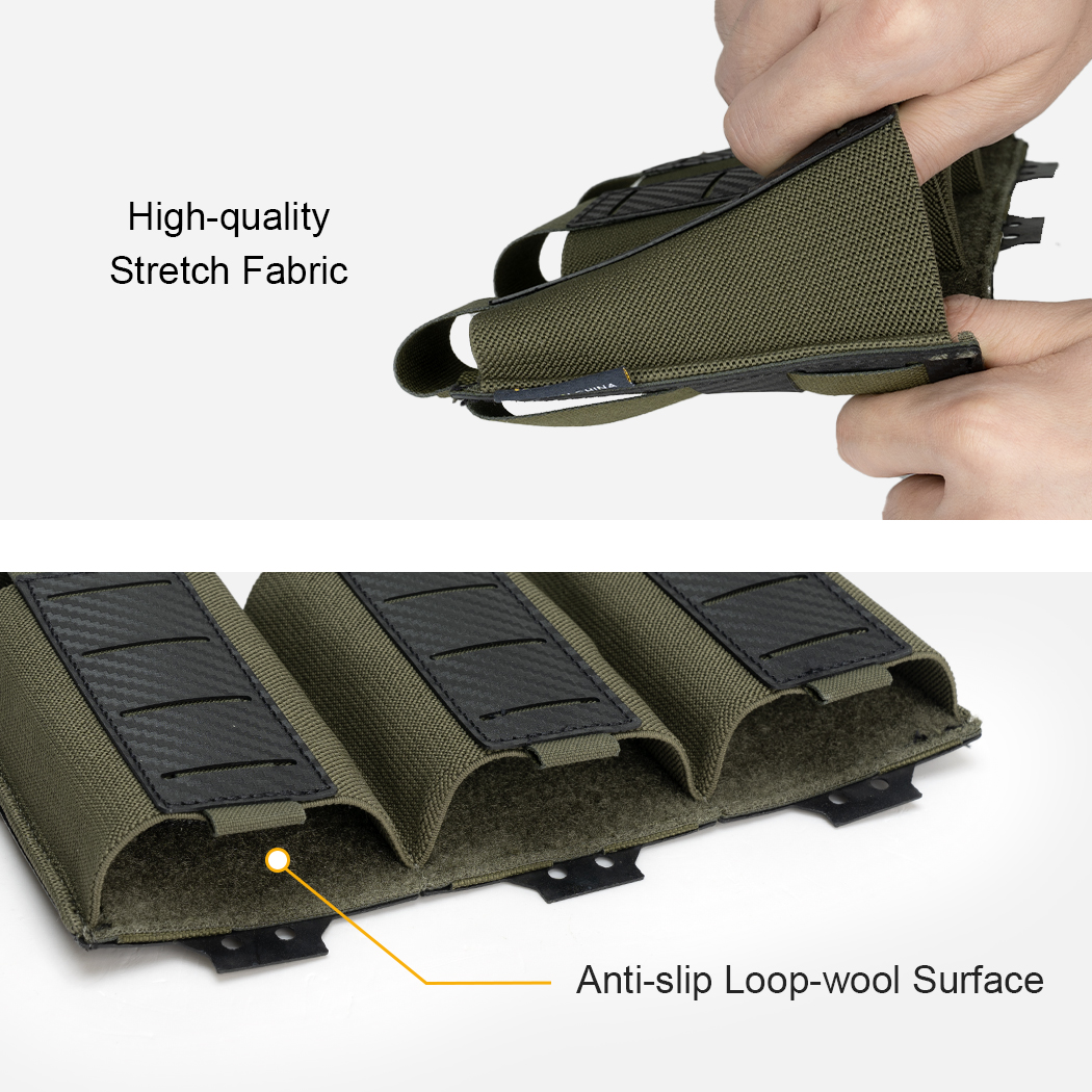 IDOGEAR Tactical 5.56 Triple Mag Pouch MOLLE System Anti-slip Interior Mag Carrier Carbon Fiber Magazine Pouch 3592