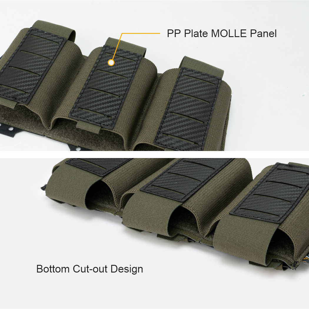 IDOGEAR Tactical 5.56 Triple Mag Pouch MOLLE System Anti-slip Interior Mag Carrier Carbon Fiber Magazine Pouch 3592