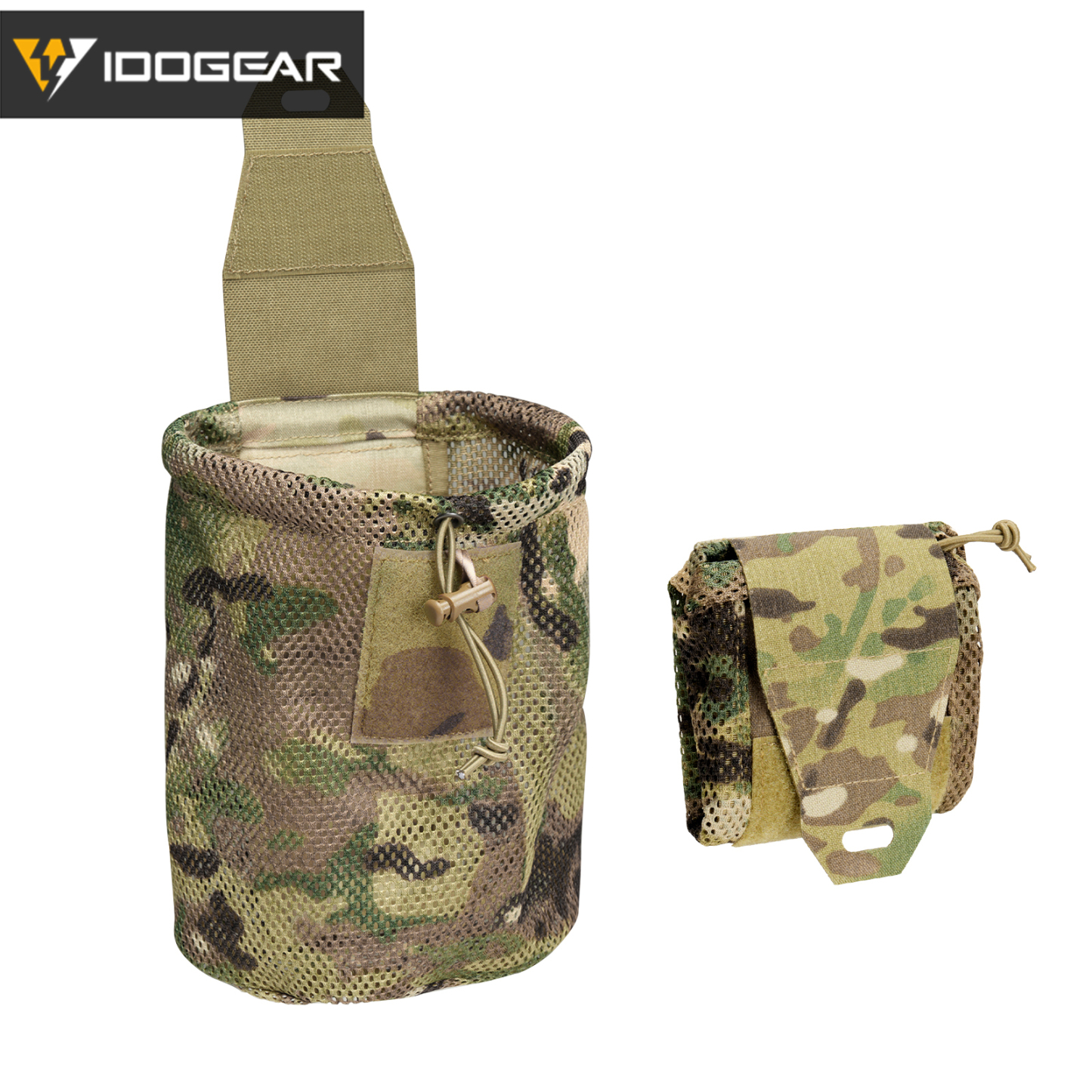 IDOGEAR Roll-Up Mesh Dump Pouch Foldable MOLLE Utility Pouch Drawstring Closure Lightweight 3595