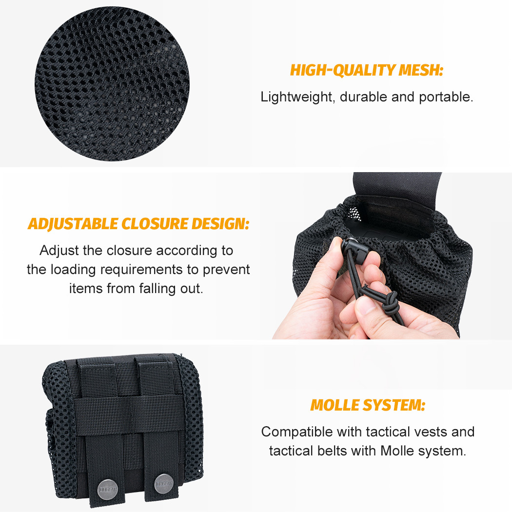 IDOGEAR Tactical MOLLE Mesh Dump Pouch Drop Pouch Foldable Mag Recycling Holder 3595