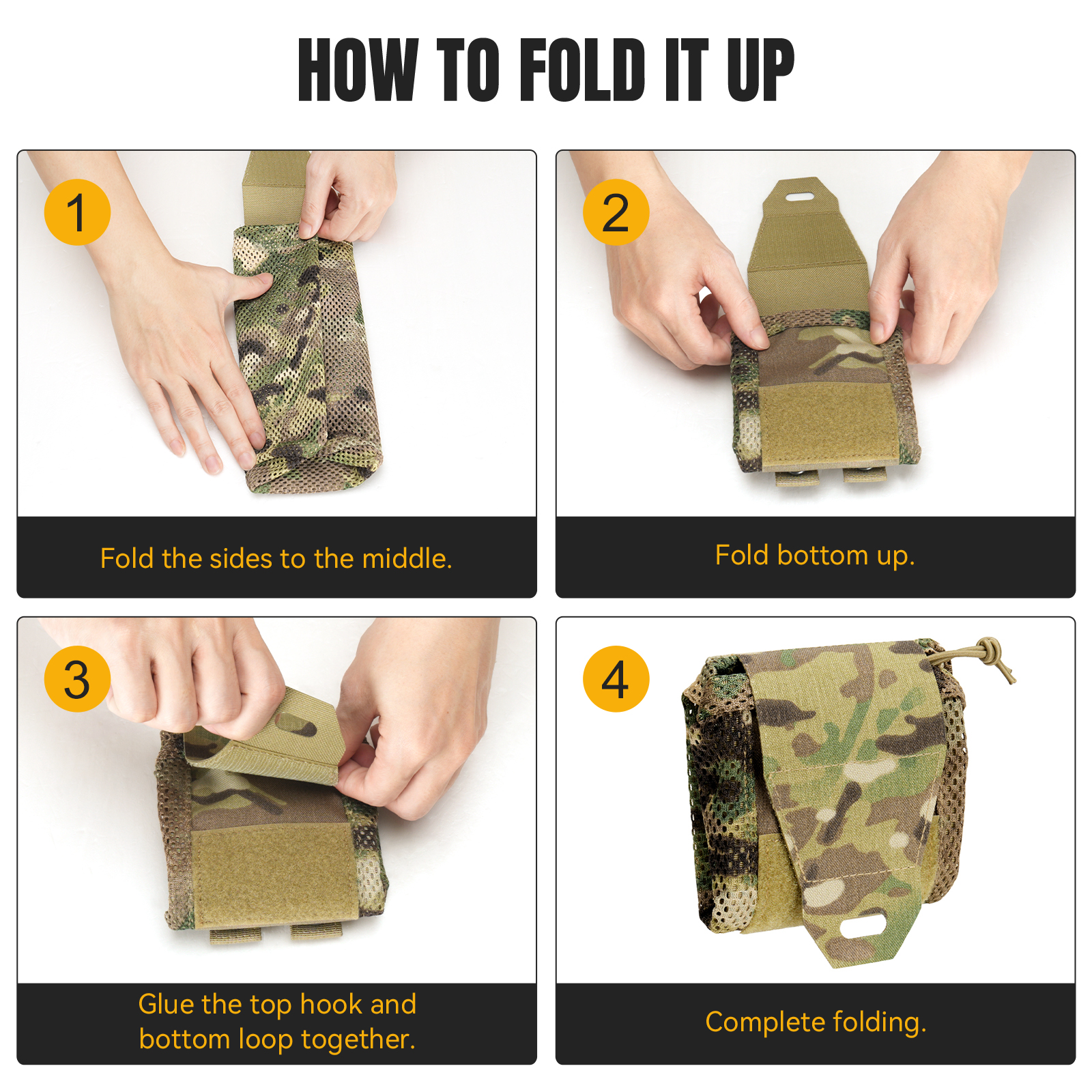 IDOGEAR Roll-Up Mesh Dump Pouch Foldable MOLLE Utility Pouch Drawstring Closure Lightweight 3595