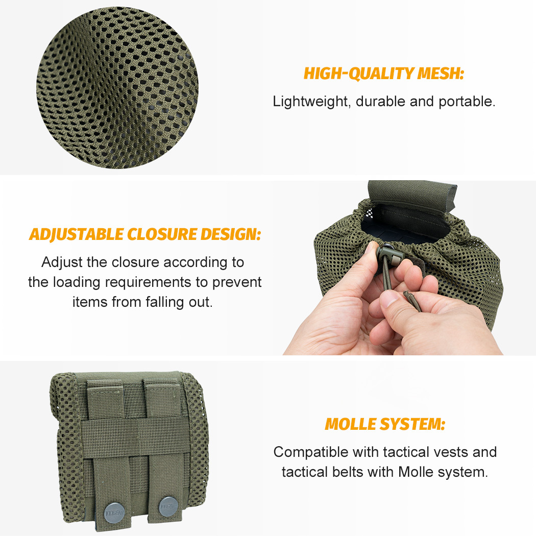 IDOGEAR Tactical MOLLE Roll-Up Mag Mesh Dump Pouch Recycling Tool pouch 3595