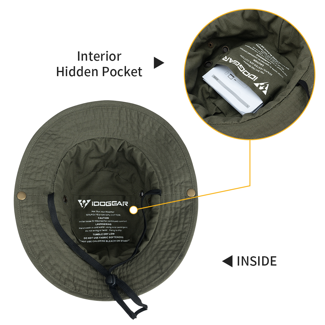 IDOGEAR Wide Brim Boonie Hat with Adjustable Loops Buckle 3620