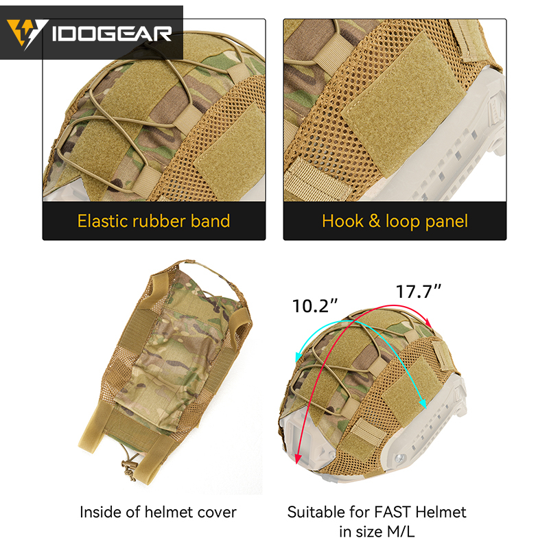 IDOGEAR Mesh Helmet Cover Skin with Elastic Cords Hook & Panels 3802