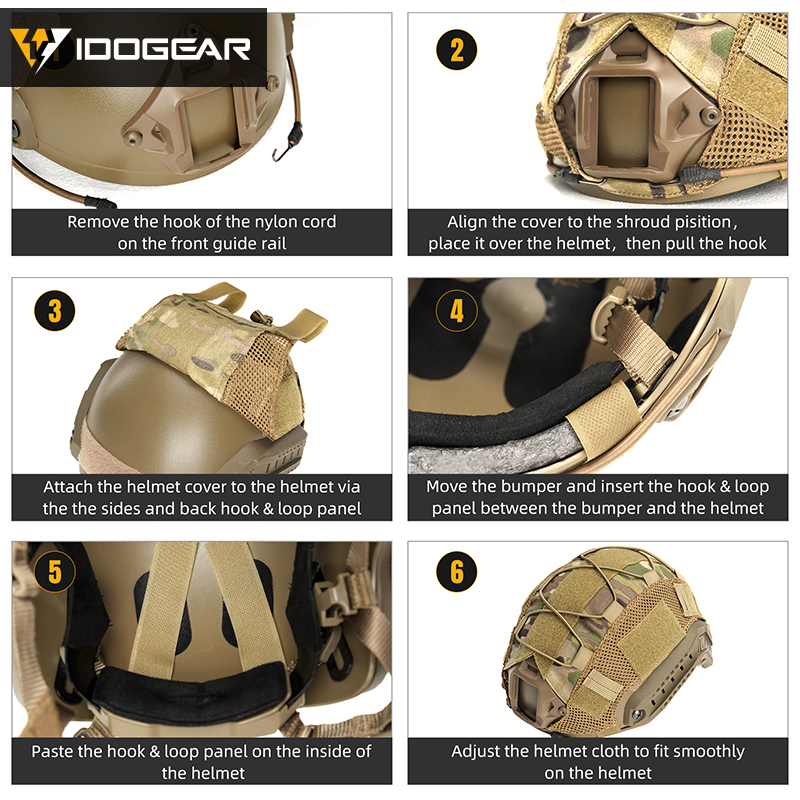 IDOGEAR Mesh Helmet Cover Skin with Elastic Cords Hook & Panels 3802