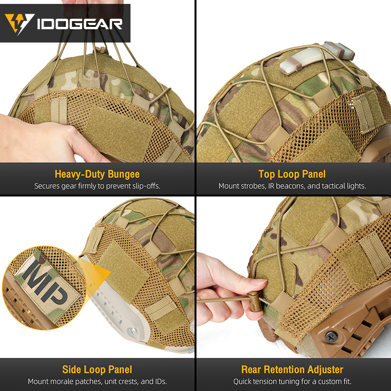 IDOGEAR Mesh Helmet Cover Skin with Elastic Cords Hook & Panels 3802