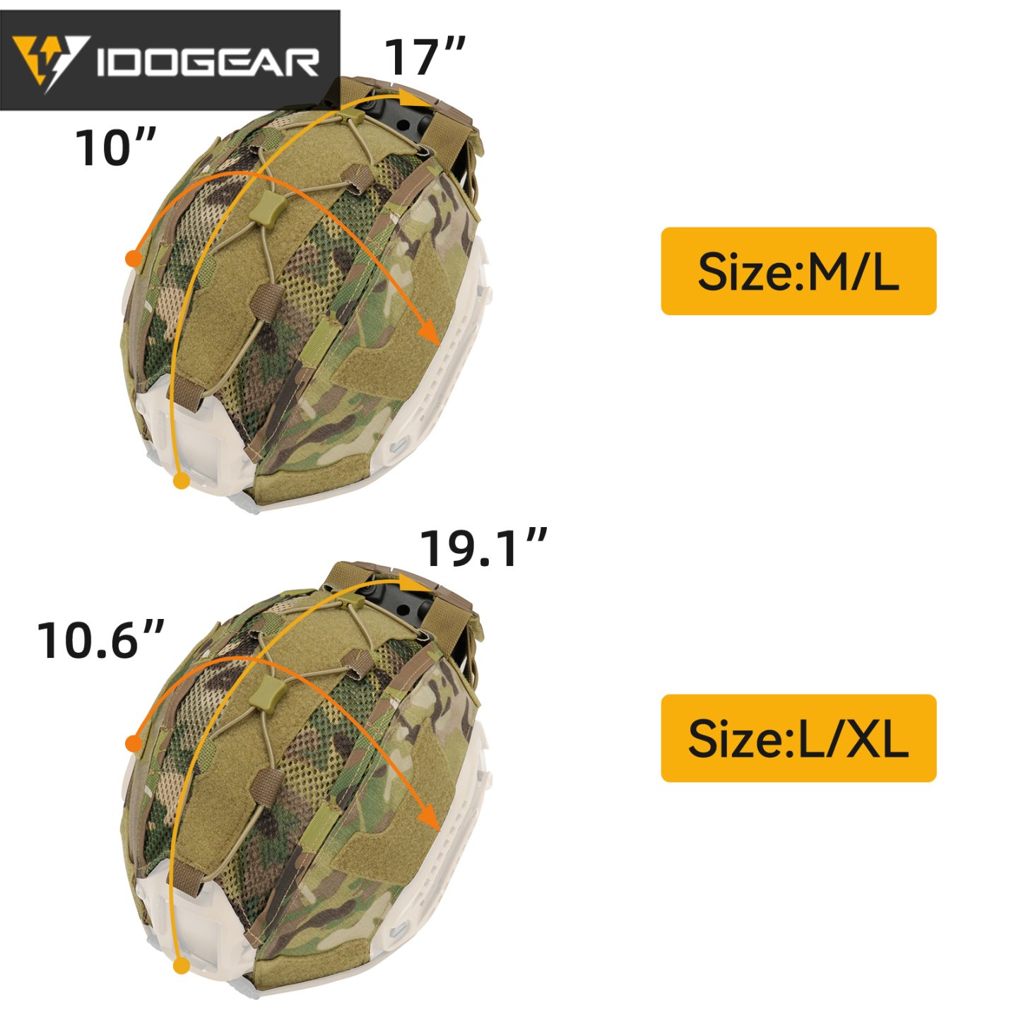 IDOGEAR Helmet Cover with Battery Pouch Adjustable Helmet Skin Hook & Loop 3812