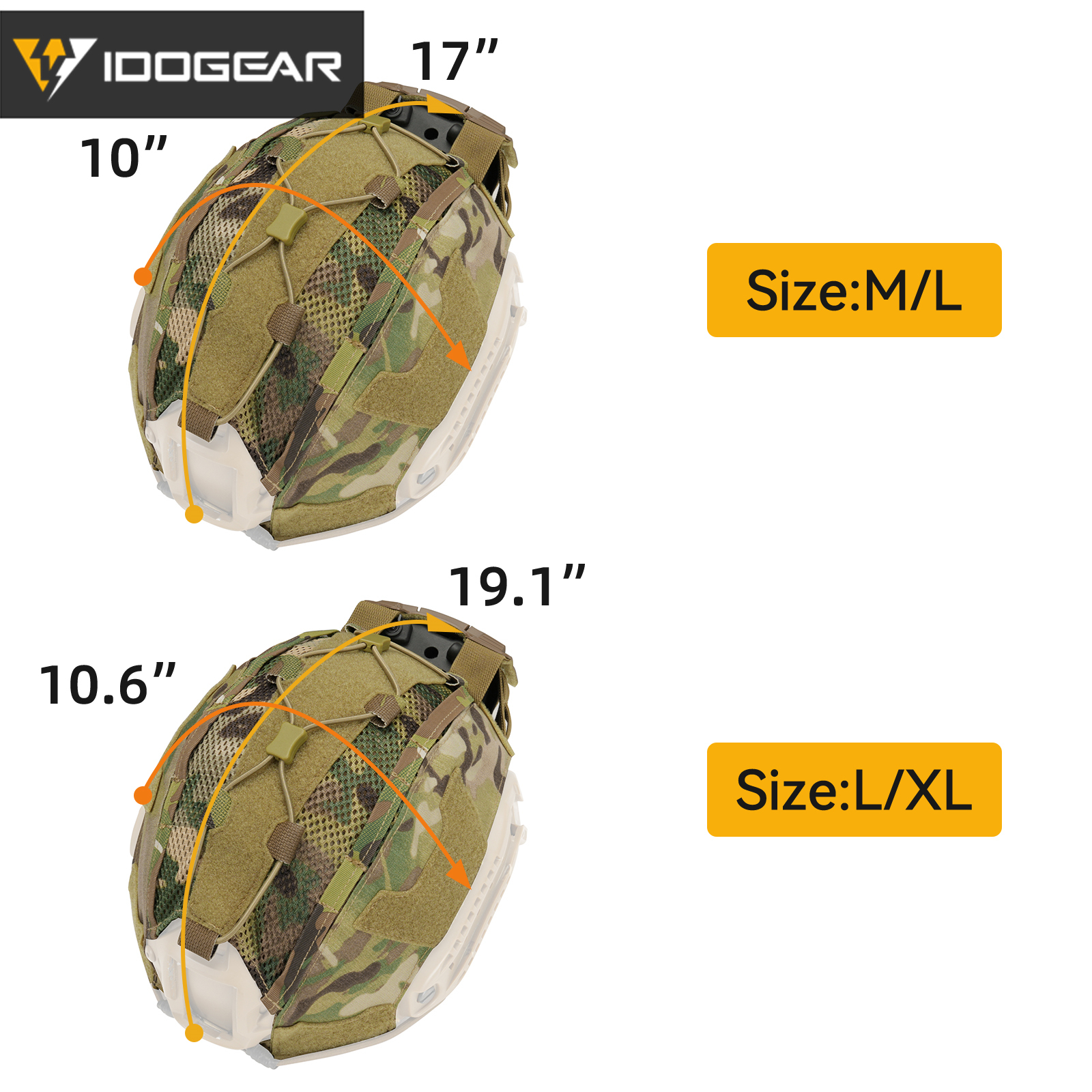IDOGEAR Helmet Cover with Battery Pouch Adjustable Helmet Skin Hook & Loop 3812