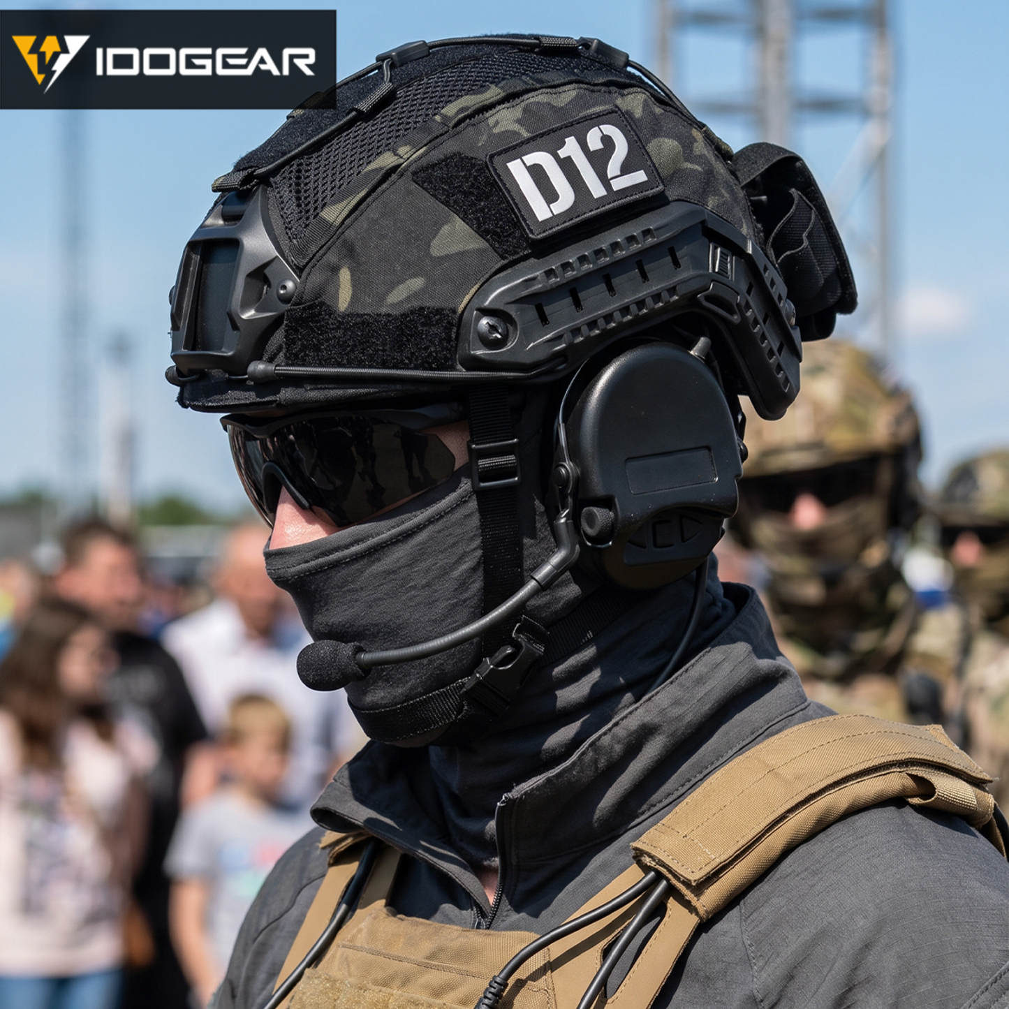 IDOGEAR Helmet Cover with Battery Pouch Adjustable Helmet Skin Hook & Loop 3812