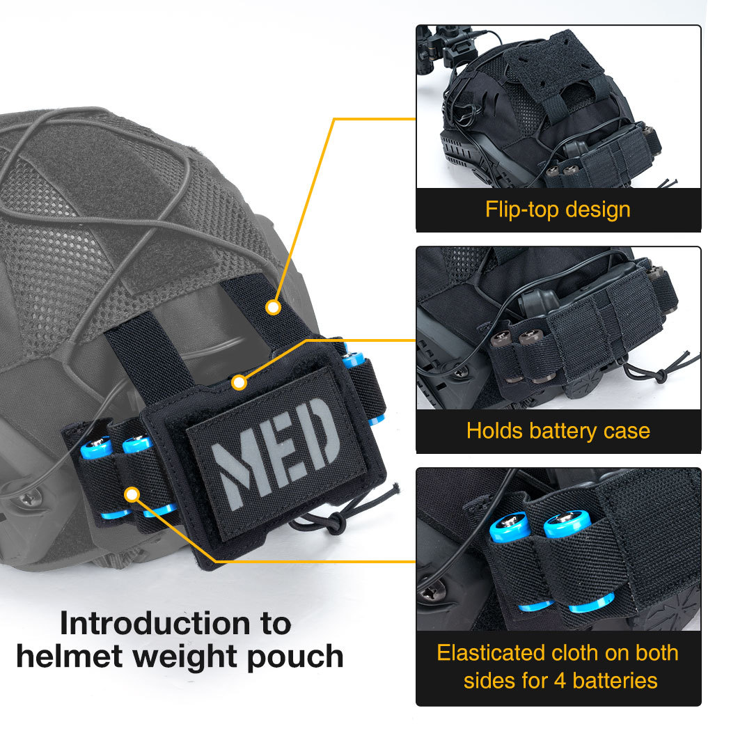 IDOGEAR Tactical Helmet Cover For Fast Helmet with NVG Battery Pouch M/L Size Fast Helmet Cloth 3813