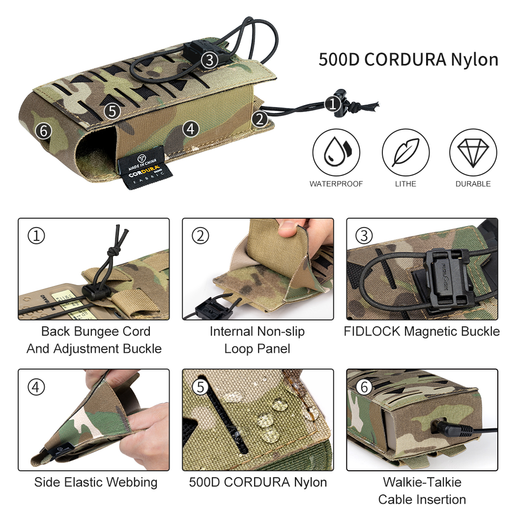 TOPTACPRO Outdoor Radio Pouch Talkie Walkie PRC148 152 MPU5 MOLLE Laser Cut 8517