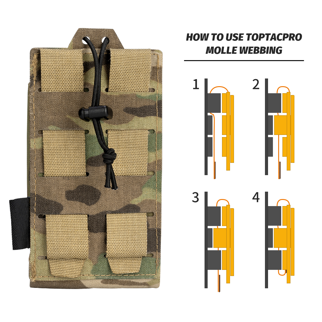 TOPTACPRO Outdoor Radio Pouch Talkie Walkie PRC148 152 MPU5 MOLLE Laser Cut 8517