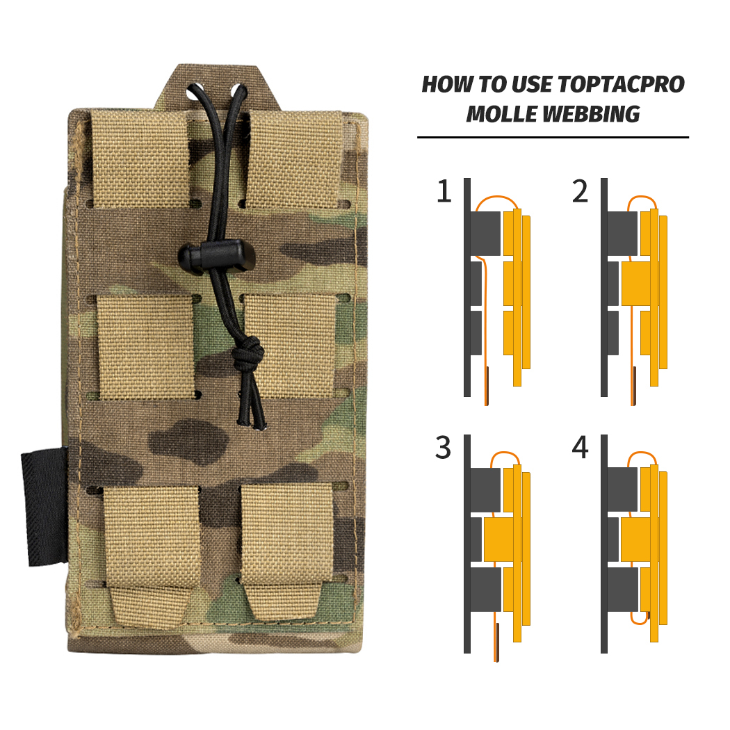 TOPTACPRO Outdoor Radio Pouch Talkie Walkie PRC148 152 MPU5 MOLLE Laser Cut 8517