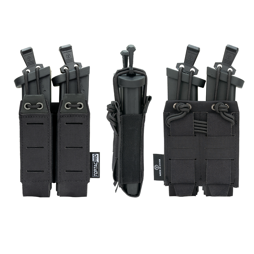 TOPTACPRO Tactical Double Mag Pouch for 9mm MOLLE Open Top Mag Pouch Quick Draw Lightweight Mag Holder 8526