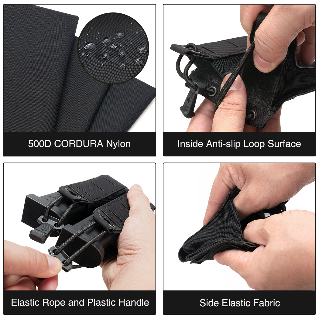 TOPTACPRO Tactical Double Mag Pouch for 9mm MOLLE Open Top Mag Pouch Quick Draw Lightweight Mag Holder 8526