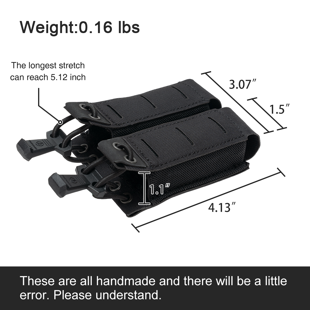 TOPTACPRO Tactical Double Mag Pouch for 9mm MOLLE Open Top Mag Pouch Quick Draw Lightweight Mag Holder 8526