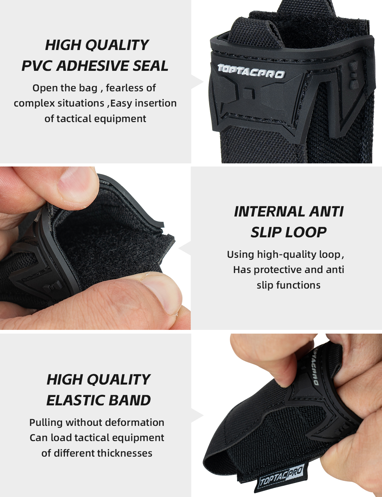 TOPTACPRO Tactical Pouch 9MM Single Mag Holder Cordura LSR MOLLE Strap 8536