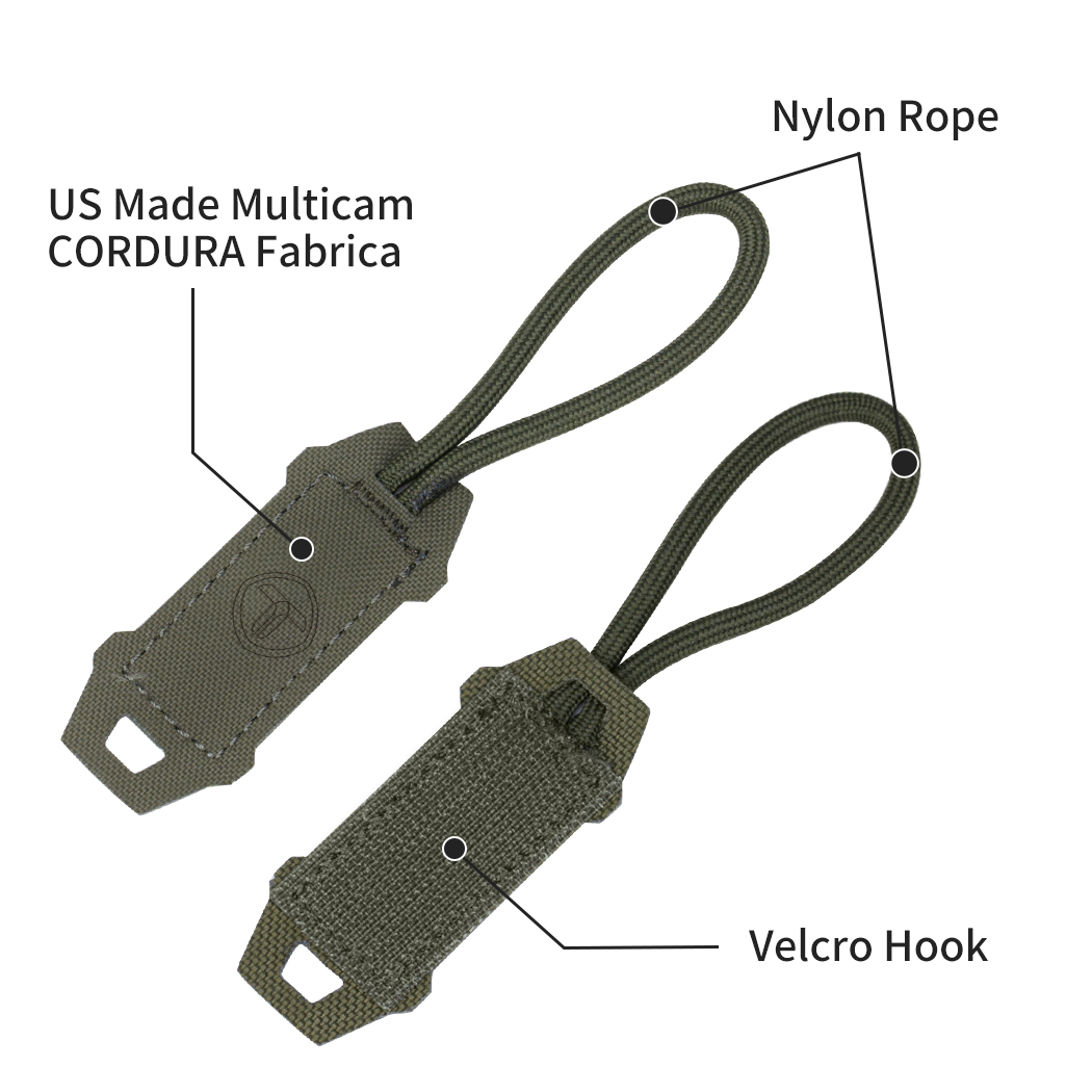 TOPTACPRO Tactical Hook Handle Zipper Handle 2PCS Zipper Pull Drawstring Head 8904