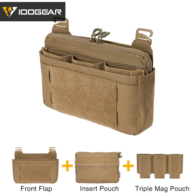 IDOGEAR Tactical DOPE Pouch Set 556 Triple Mag Pouch+Front Flap+Insert Pouch 