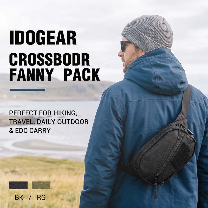 IDOGEAR EDC Crossbody Fanny Pack Sling Bag Mini Waist Bag Lightweight Outdoor Hiking Daily Carry 35143