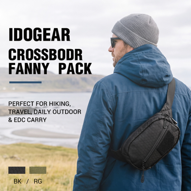 IDOGEAR EDC Crossbody Fanny Pack Sling Bag Mini Waist Bag Lightweight Outdoor Hiking Daily Carry 35143