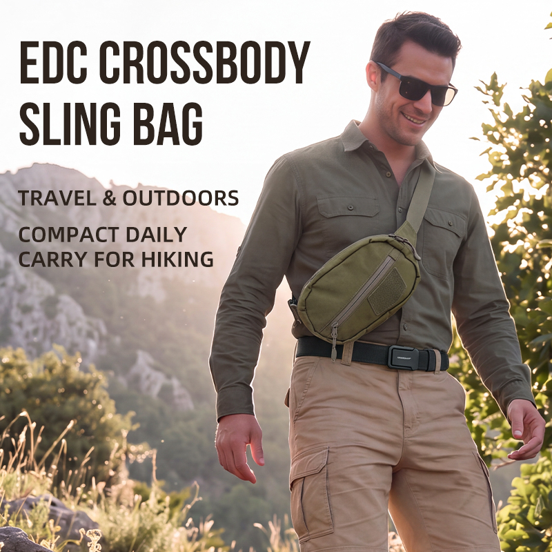 IDOGEAR EDC Crossbody Fanny Pack Sling Bag Mini Waist Bag Lightweight Outdoor Hiking Daily Carry 35143