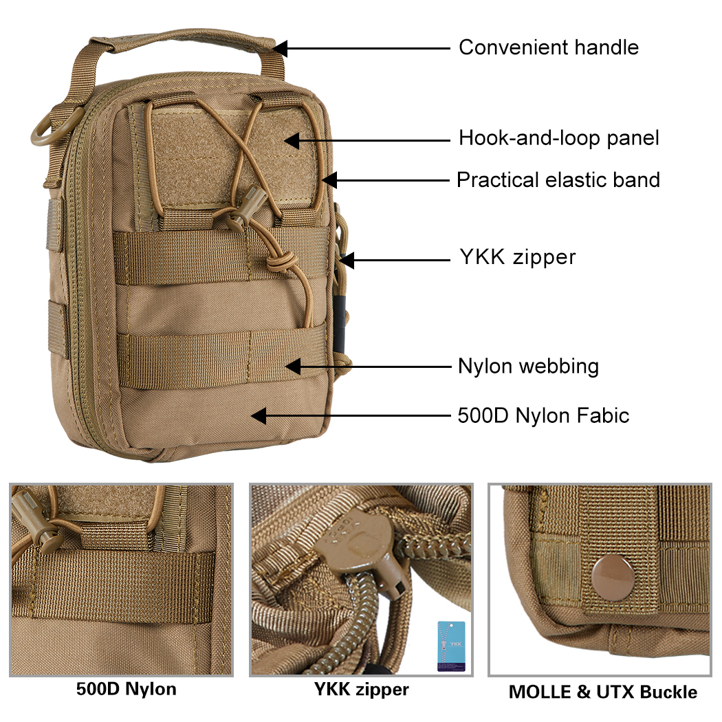 IDOGEAR Tactical Medical Pouch MOLLE First Aid EMT Utility Pouch IFAK Nylon First Aid Bag 3523