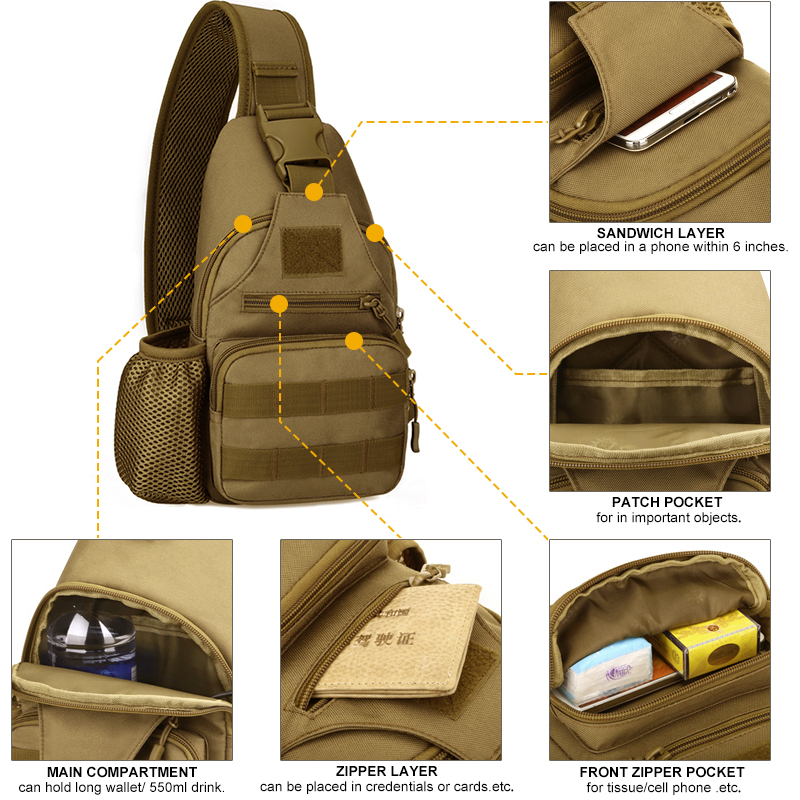 IDOGEAR Tactical USB Lightweight USB Chest Bag 3527