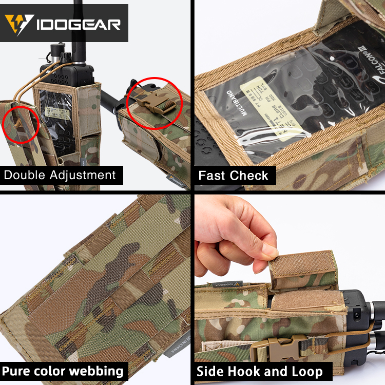 IDOGEAR Tactical Radio Pouch for Walkie Talkies PRC 148/152 Molle Radio Holder 500D Nylon 3553