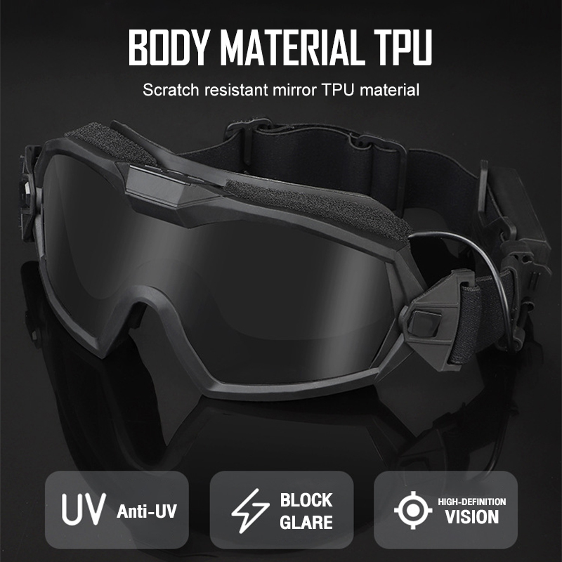 IDOGEAR Tactical Fan Goggle Adjustable Regulator Glasses Set Anti-fog Paintball 6905