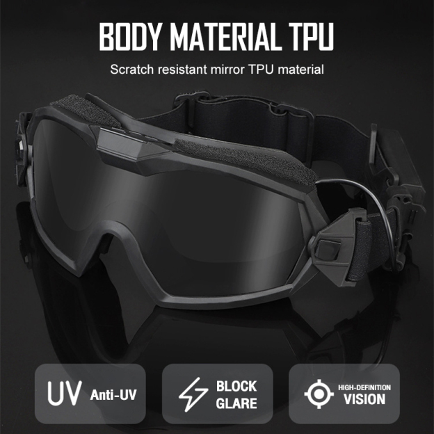IDOGEAR Tactical Fan Goggle Adjustable Regulator Glasses Set Anti-fog Paintball 6905