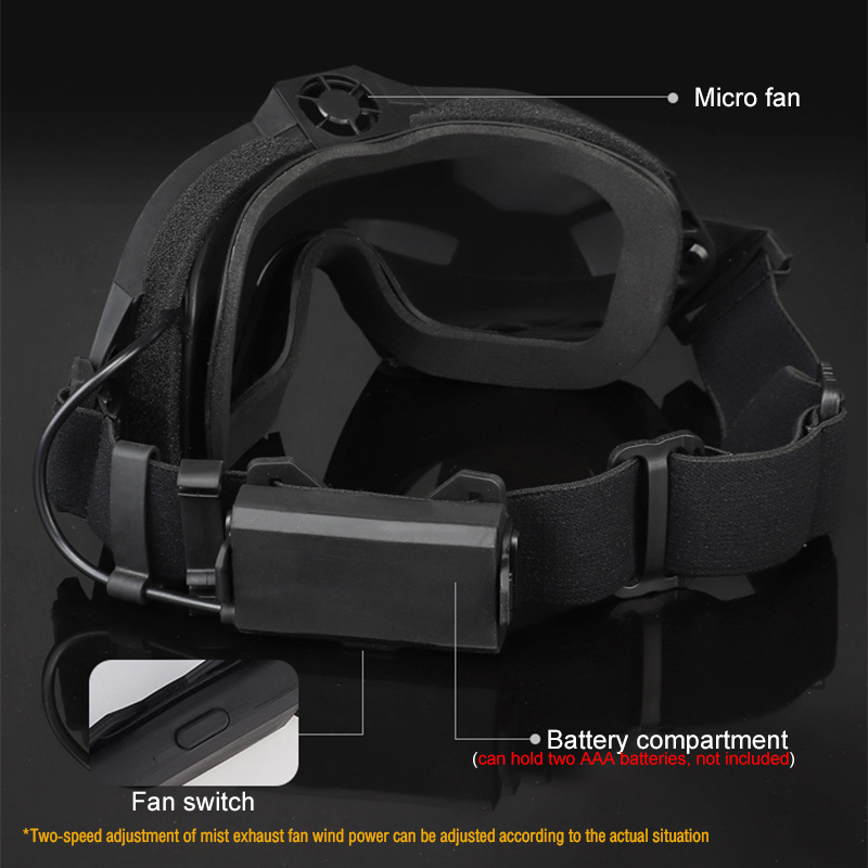 IDOGEAR Tactical Fan Goggle Adjustable Regulator Glasses Set Anti-fog Paintball 6905