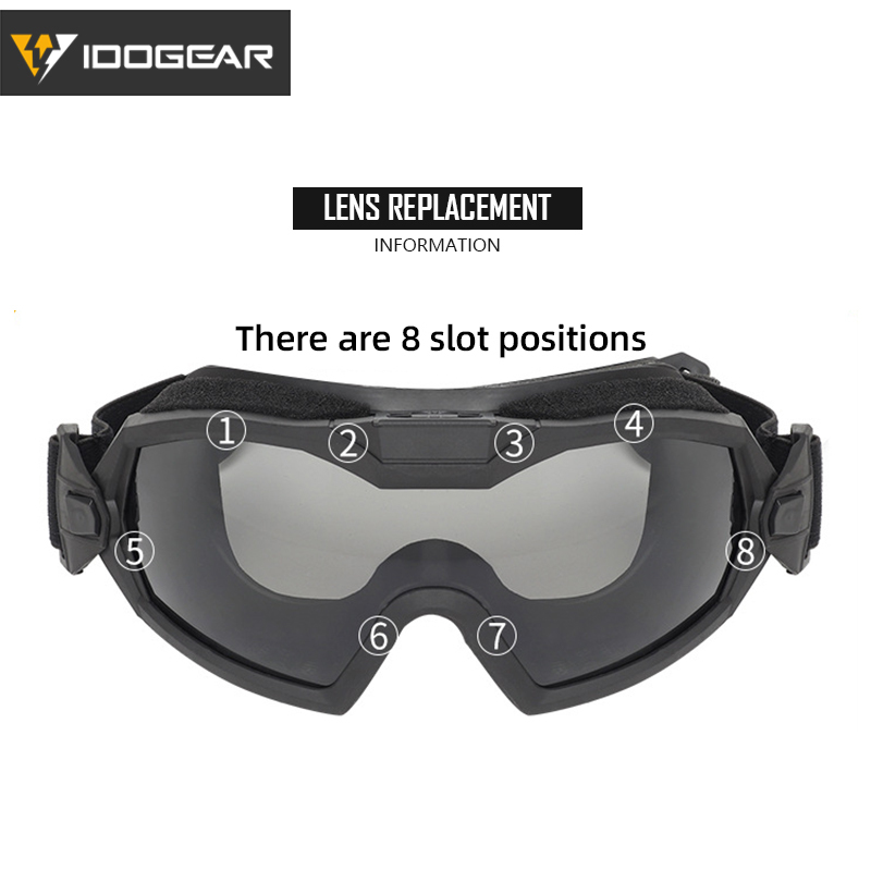 IDOGEAR Tactical Fan Goggle Adjustable Regulator Glasses Set Anti-fog Paintball 6905