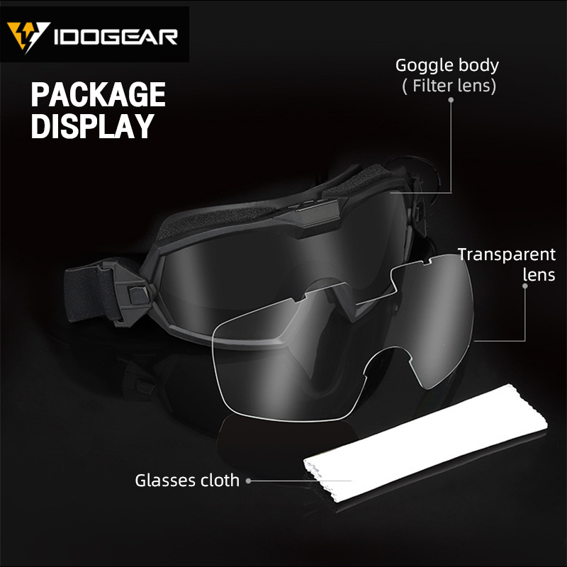 IDOGEAR Tactical Fan Goggle Adjustable Regulator Glasses Set Anti-fog Paintball 6905
