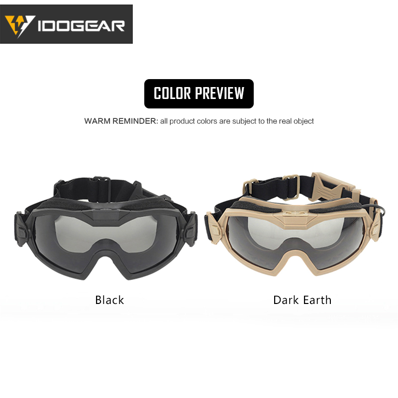 IDOGEAR Tactical Fan Goggle Adjustable Regulator Glasses Set Anti-fog Paintball 6905