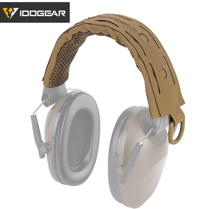 IDOGEAR Tactical Headset Cover with D-Buckle Hanger MOLLE Laser Cut Advanced Headband Modular Cover Fit For All General Earmuffs 3948