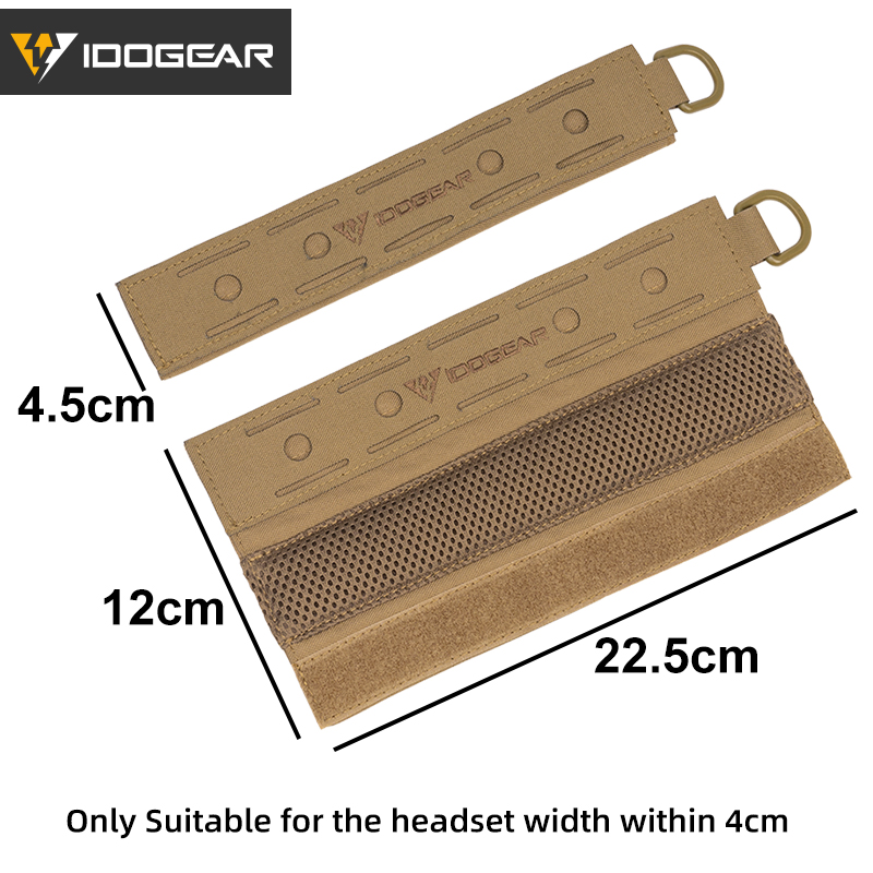 IDOGEAR Tactical Headset Cover with D-Buckle Hanger MOLLE Laser Cut Advanced Headband Modular Cover Fit For All General Earmuffs 3948