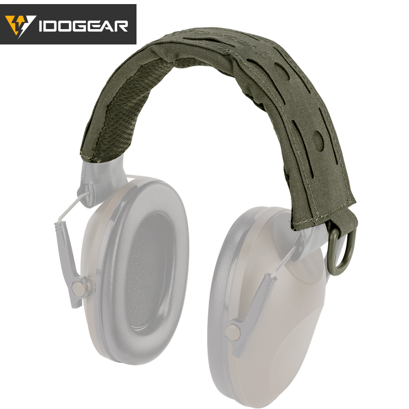 IDOGEAR Tactical Headset Cover with D-Buckle Hanger MOLLE Laser Cut Advanced Headband Modular Cover Fit For All General Earmuffs 3948