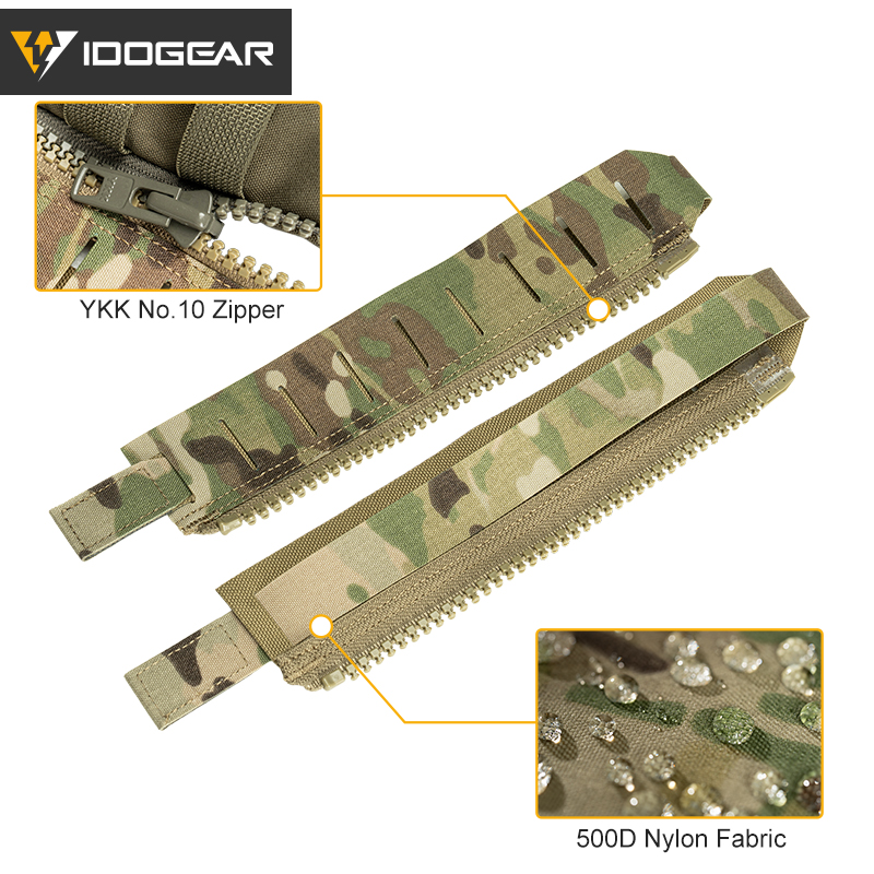 IDOGEAR Zipper Adapter Set MOLLE Compatible Vest Extension YKK Zippers for Panel 3950