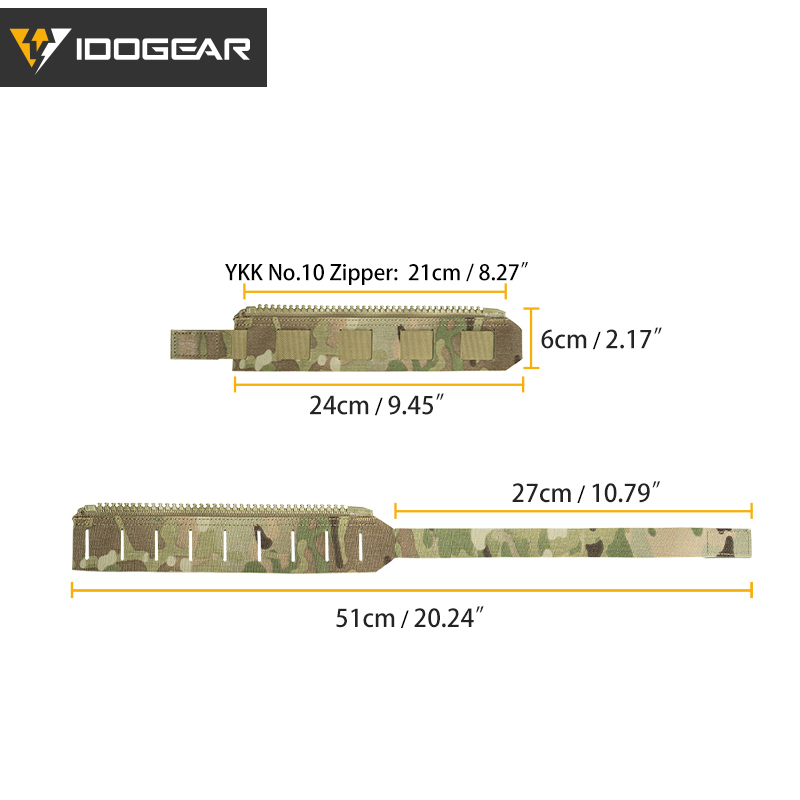 IDOGEAR Zipper Adapter Set MOLLE Compatible Vest Extension YKK Zippers for Panel 3950