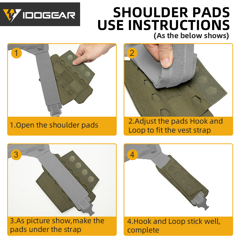 IDOGEAR Tactical 3D Shoulder Pads Shock-absorbing Laser Cut For Tactical Vest 3960