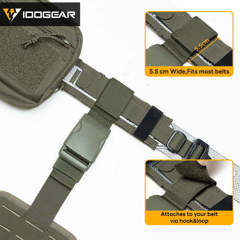 IDOGEAR Tactical Thigh MOLLE Panel for Belt Multi-function Expansion Panel Lightweight Adjustable Tactical Accessory 3961