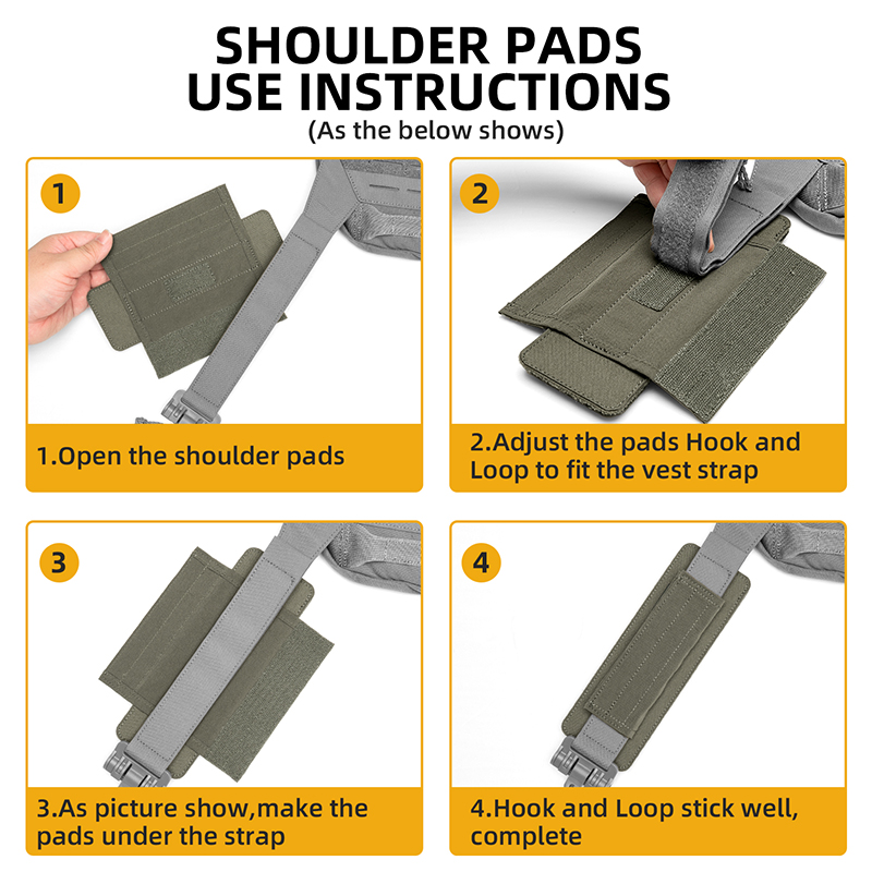 IDOGEAR Shoulder Pads 2 Pack Hook‑and‑Loop Detachable Breathable Cushion for Vest Shoulder Straps AC3963