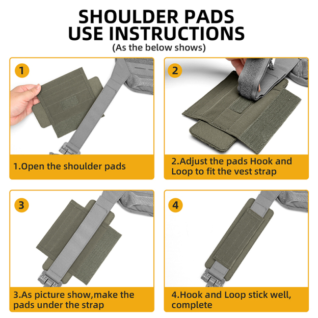 IDOGEAR Shoulder Pads 2 Pack Hook‑and‑Loop Detachable Breathable Cushion for Vest Shoulder Straps AC3963