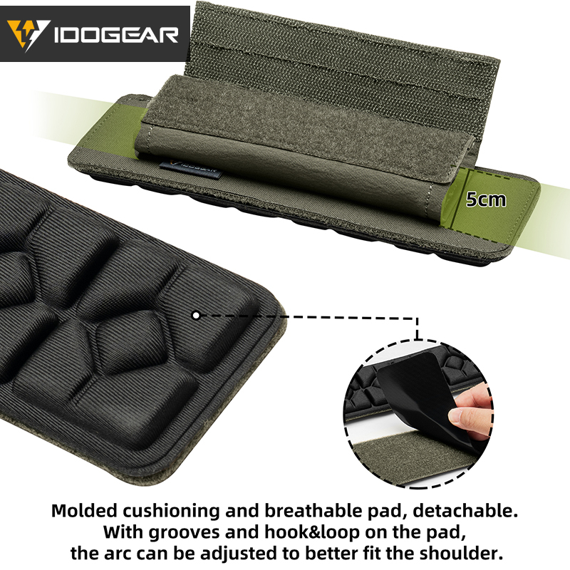 IDOGEAR Shoulder Pads 2 Pack Hook‑and‑Loop Detachable Breathable Cushion for Vest Shoulder Straps AC3963