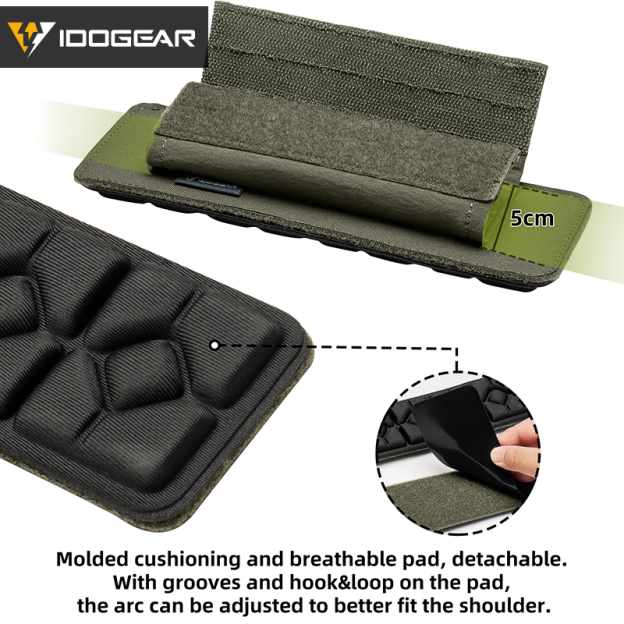 IDOGEAR Shoulder Pads 2 Pack Hook‑and‑Loop Detachable Breathable Cushion for Vest Shoulder Straps AC3963