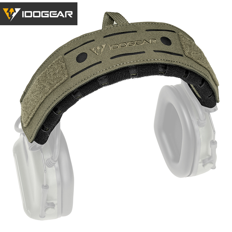 IDOGEAR Headset Cover Adjustable Headband Sleeve with MOLLE Slots Hook and Loop Patch Panel 3967