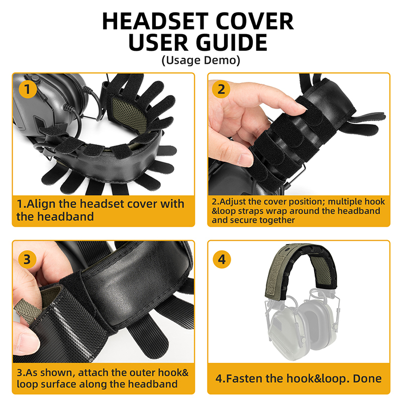 IDOGEAR Headset Cover Adjustable Headband Sleeve with MOLLE Slots Hook and Loop Patch Panel 3967