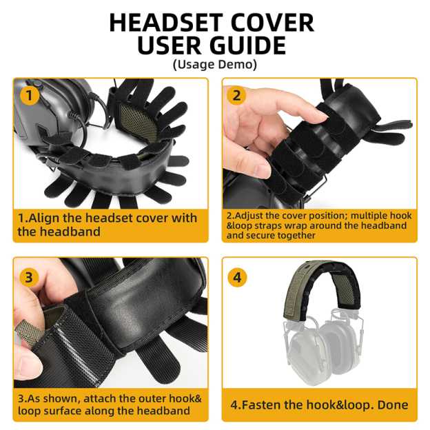 IDOGEAR Headset Cover Adjustable Headband Sleeve with MOLLE Slots Hook and Loop Patch Panel 3967